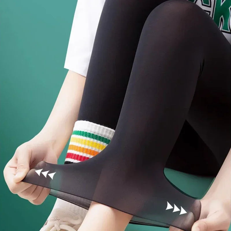 M/L/XL Women Summer Shark Skin Leggings Ice Silk Thin Tummy Control Butt Lift Yoga Pants Seamless with UPF 50+ Protection
