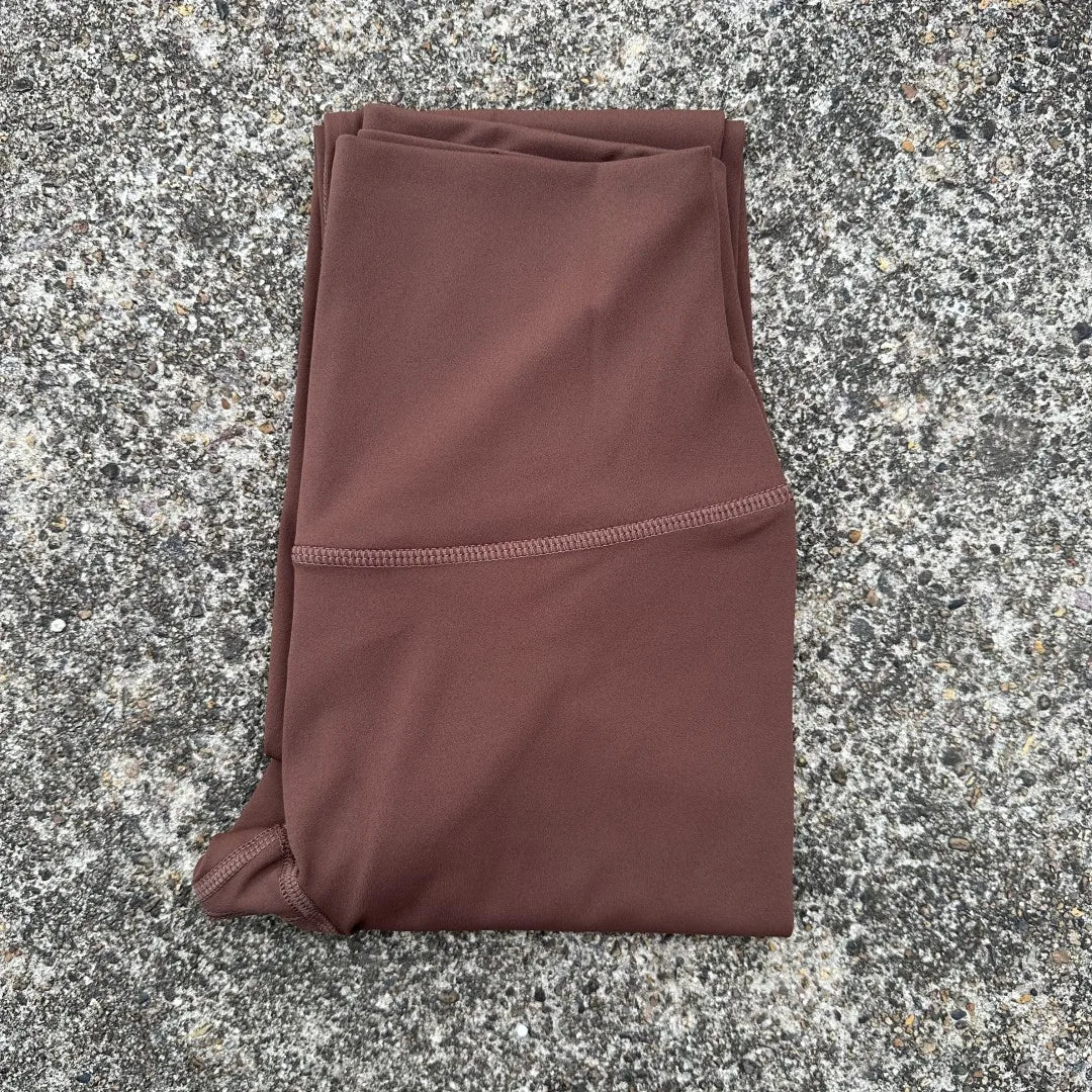 Solid Color High Waist Yoga Legging Soft Women Sport Pant Tight Butter Athletic Gym Comprehensive Training Jog Back Waist Pocket