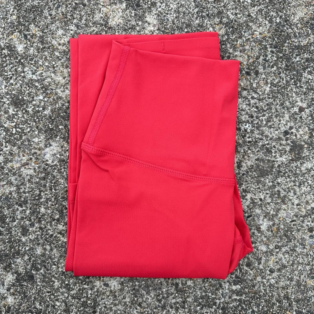 Solid Color High Waist Yoga Legging Soft Women Sport Pant Tight Butter Athletic Gym Comprehensive Training Jog Back Waist Pocket