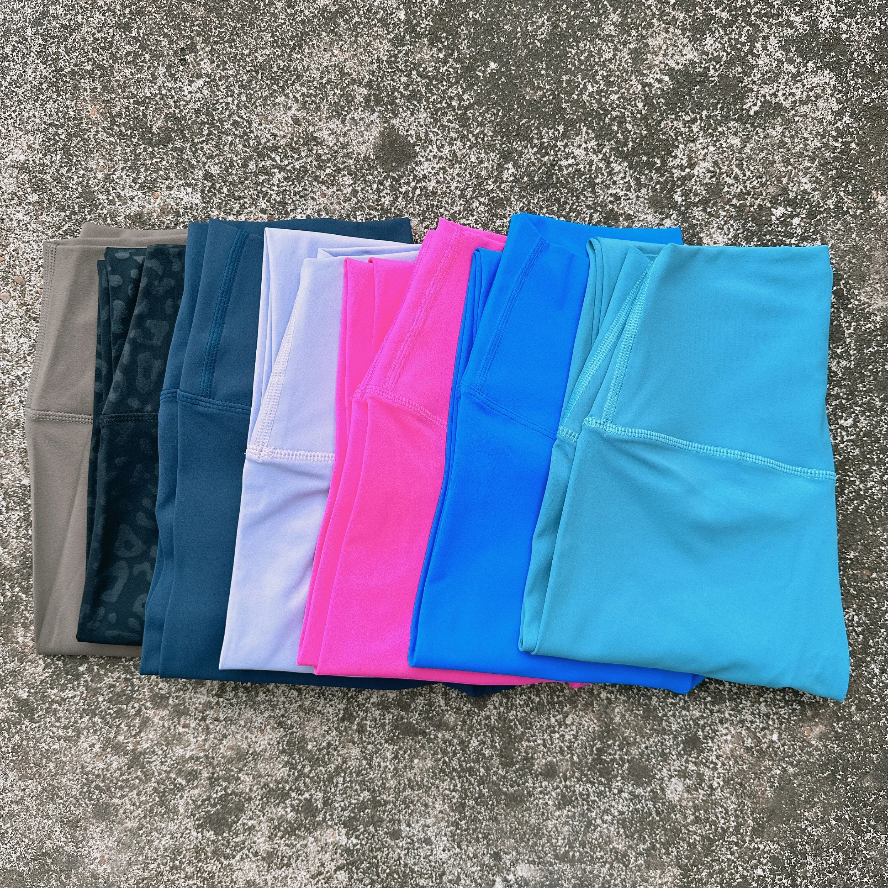 Solid Color High Waist Yoga Legging Soft Women Sport Pant Tight Butter Athletic Gym Comprehensive Training Jog Back Waist Pocket