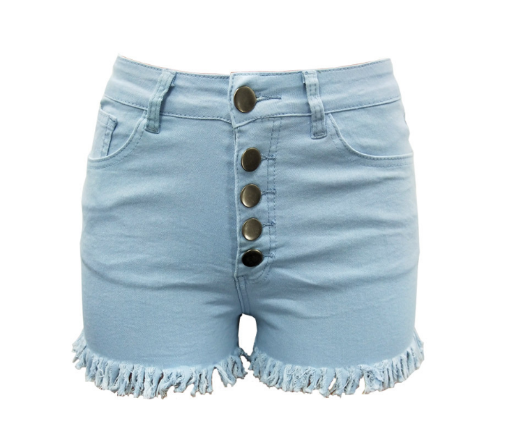 Ladies' Denim Shorts with Fringe Detail