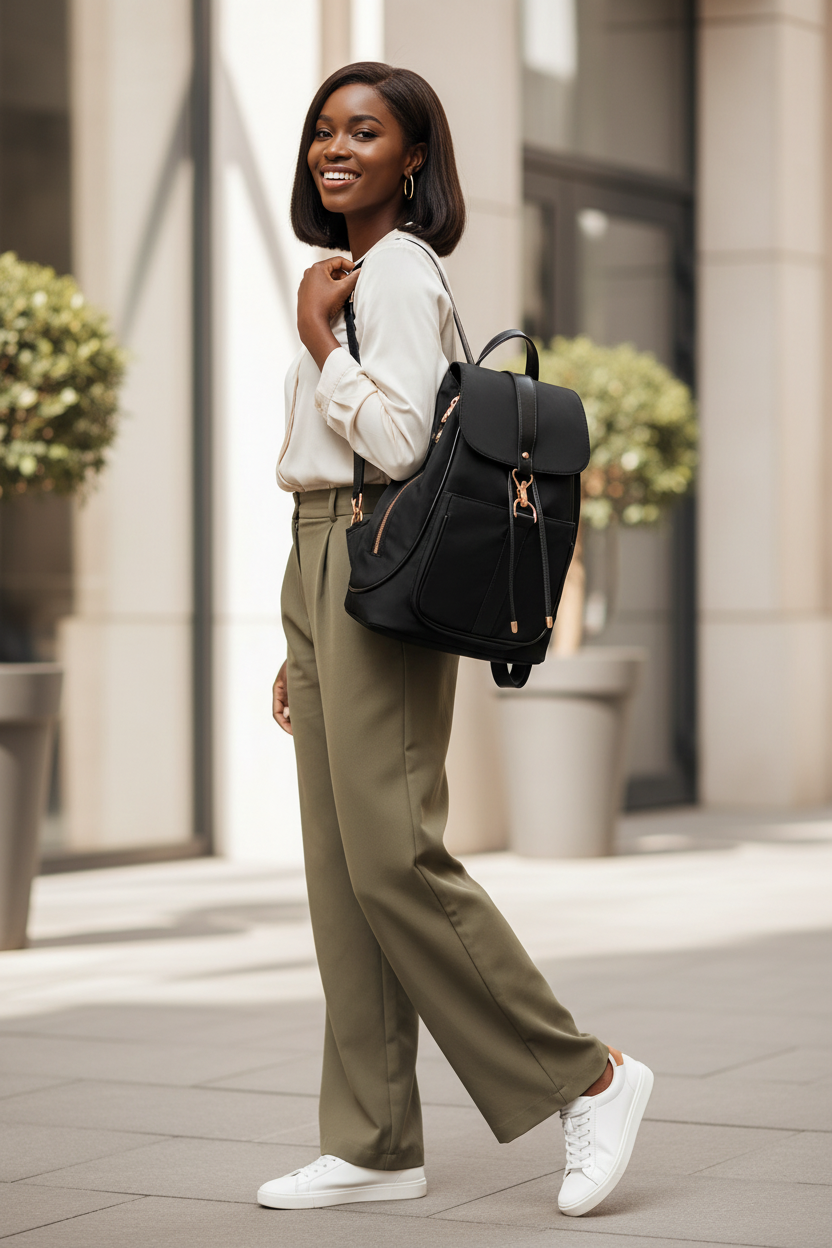 Black Woman with Oxford Backpack